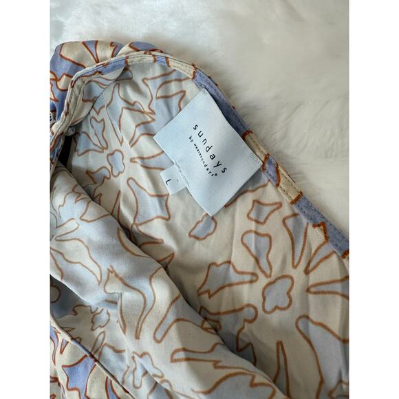 SUNDAYS Oak Blouse Tropical Floral Stretchy Silk Asymmetrical Tank Top Large - Picture 4 of 8